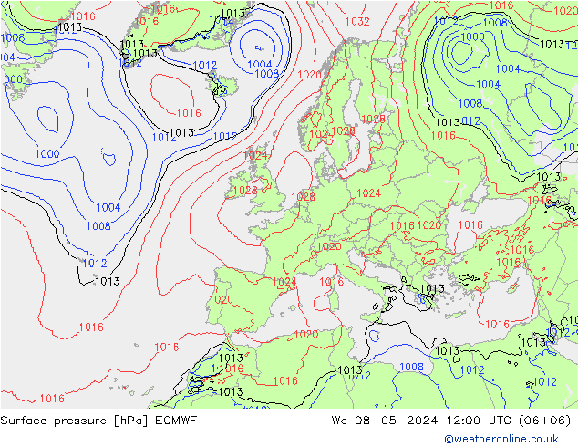 ciśnienie ECMWF śro. 08.05.2024 12 UTC