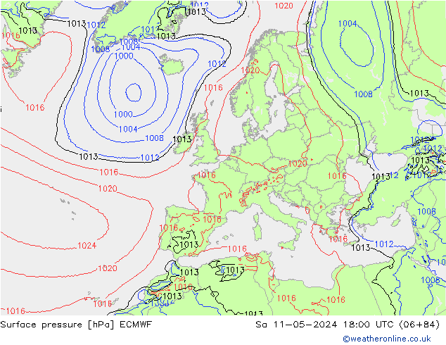 Bodendruck ECMWF Sa 11.05.2024 18 UTC