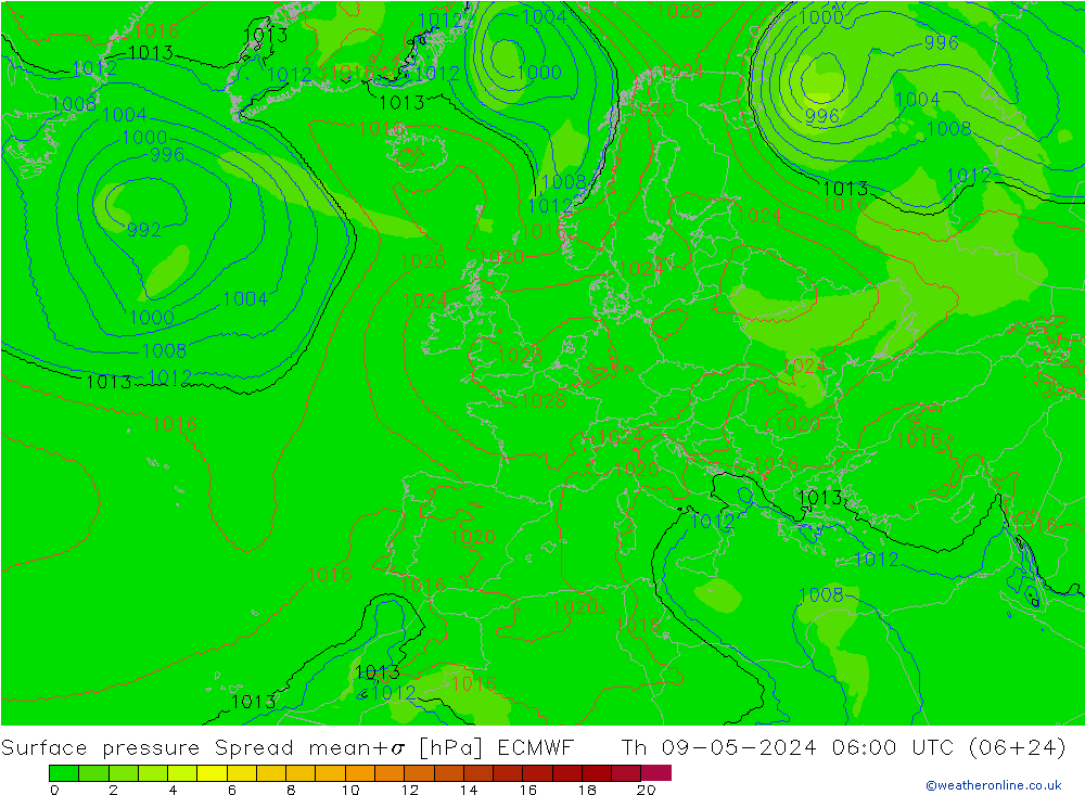 Bodendruck Spread ECMWF Do 09.05.2024 06 UTC