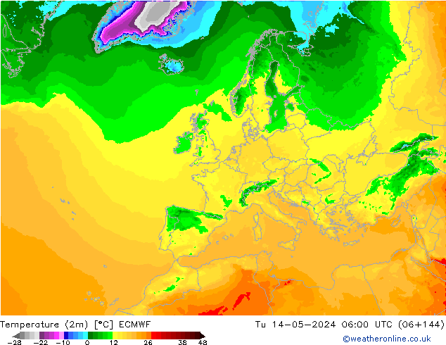 карта температуры ECMWF вт 14.05.2024 06 UTC