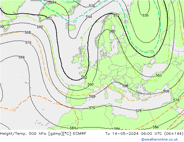 Height/Temp. 500 hPa ECMWF 星期二 14.05.2024 06 UTC