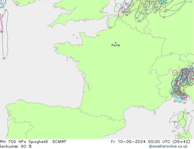700 hPa Nispi Nem Spaghetti ECMWF Cu 10.05.2024 00 UTC