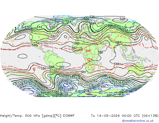 Height/Temp. 500 hPa ECMWF Tu 14.05.2024 00 UTC