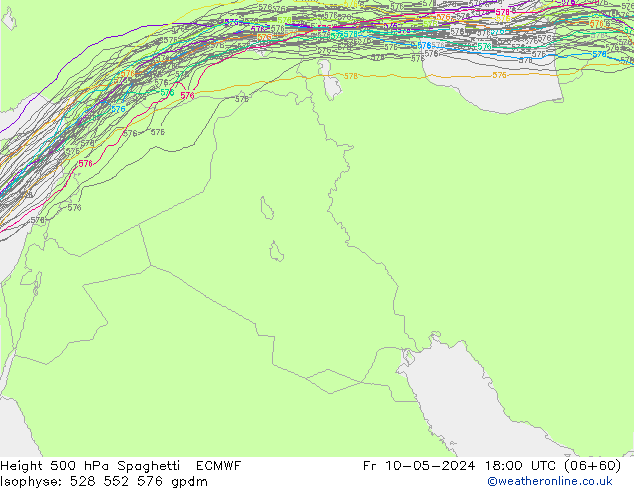 Height 500 hPa Spaghetti ECMWF pt. 10.05.2024 18 UTC