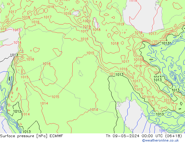 Atmosférický tlak ECMWF Čt 09.05.2024 00 UTC