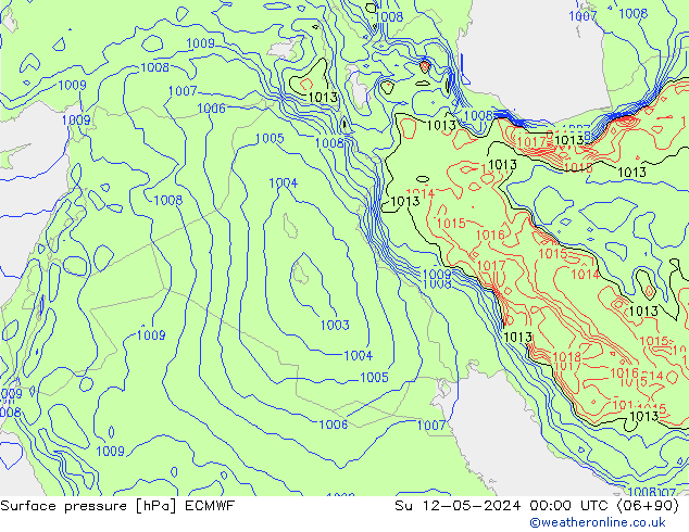 pressão do solo ECMWF Dom 12.05.2024 00 UTC