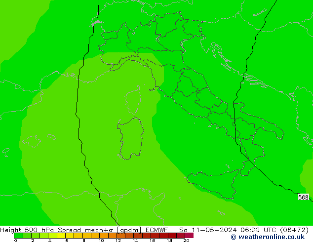 Height 500 hPa Spread ECMWF  11.05.2024 06 UTC