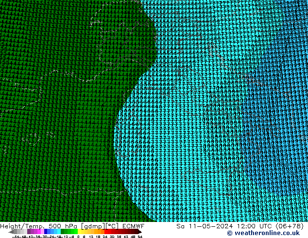 Hoogte/Temp. 500 hPa ECMWF za 11.05.2024 12 UTC