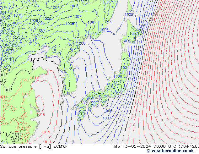 ciśnienie ECMWF pon. 13.05.2024 06 UTC