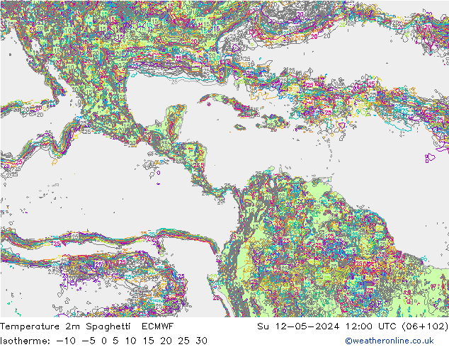 Sıcaklık Haritası 2m Spaghetti ECMWF Paz 12.05.2024 12 UTC
