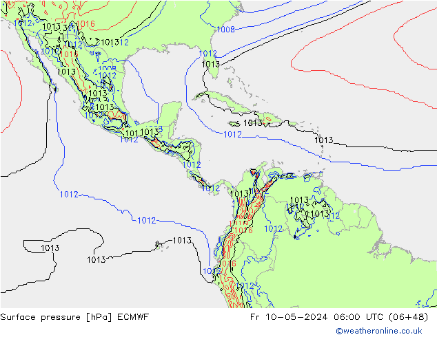 Luchtdruk (Grond) ECMWF vr 10.05.2024 06 UTC