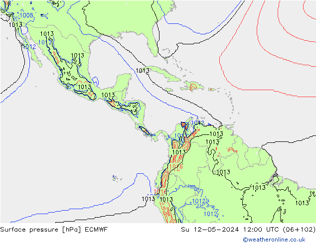 Luchtdruk (Grond) ECMWF zo 12.05.2024 12 UTC