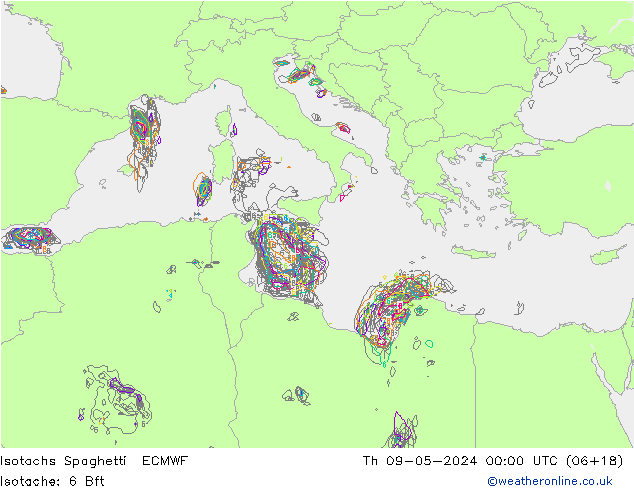 Eşrüzgar Hızları Spaghetti ECMWF Per 09.05.2024 00 UTC