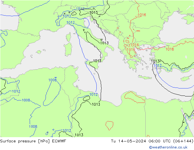 Surface pressure ECMWF Tu 14.05.2024 06 UTC