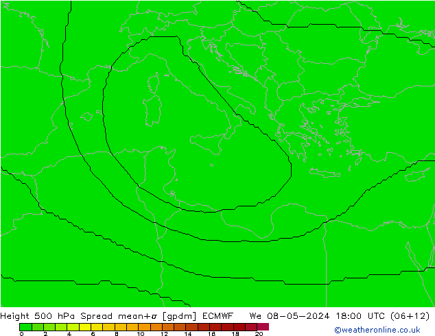 Height 500 hPa Spread ECMWF We 08.05.2024 18 UTC