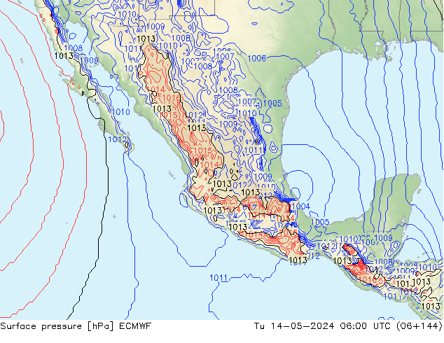 Presión superficial ECMWF mar 14.05.2024 06 UTC