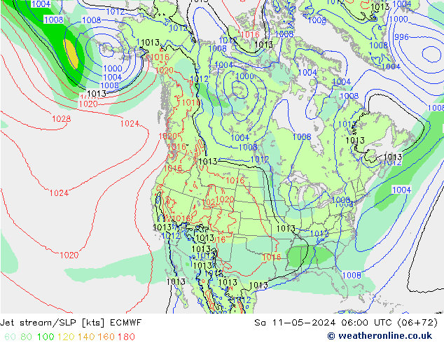 Jet Akımları/SLP ECMWF Cts 11.05.2024 06 UTC