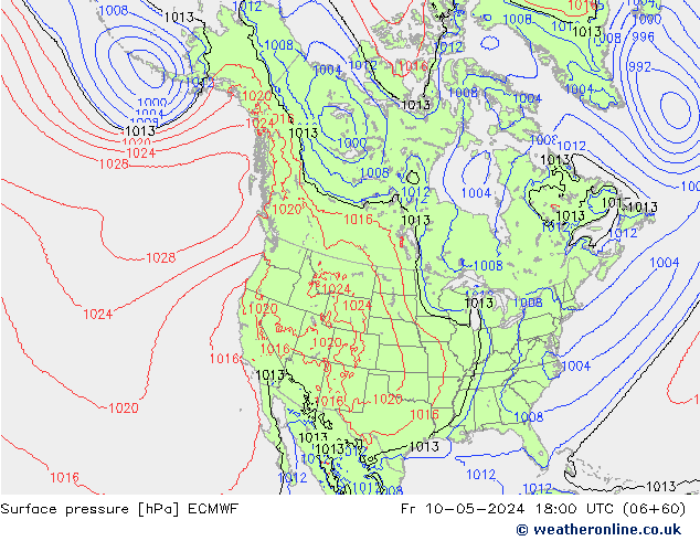 Surface pressure ECMWF Fr 10.05.2024 18 UTC