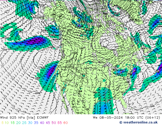 Wind 925 hPa ECMWF Mi 08.05.2024 18 UTC