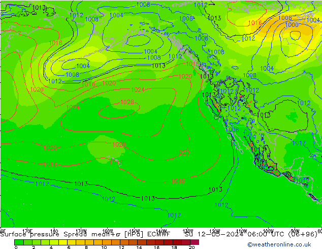 pressão do solo Spread ECMWF Dom 12.05.2024 06 UTC