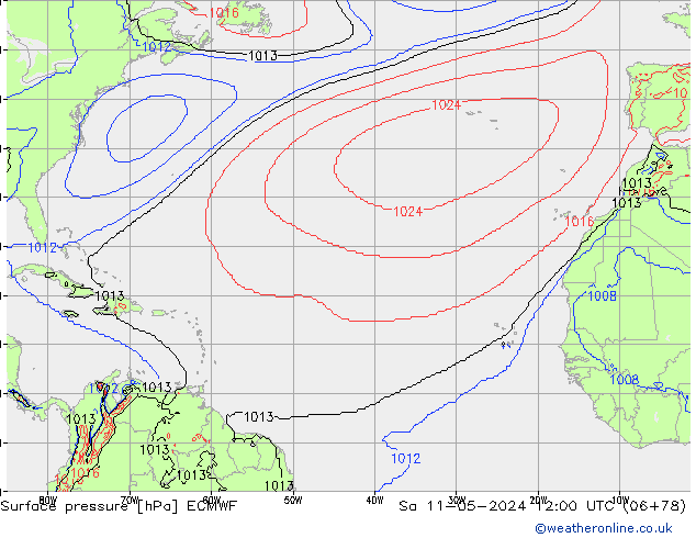 pressão do solo ECMWF Sáb 11.05.2024 12 UTC