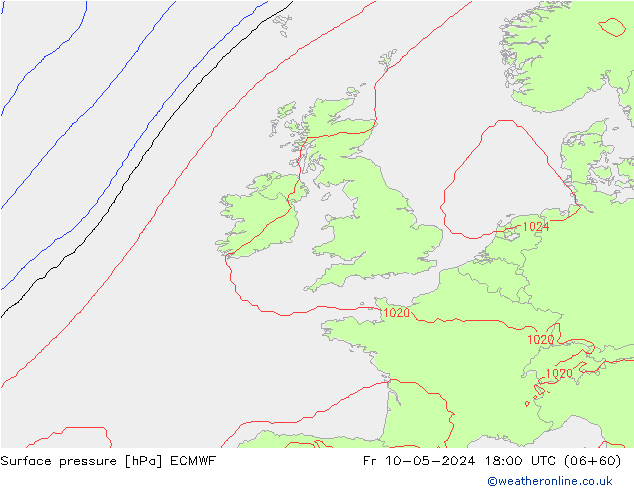 Luchtdruk (Grond) ECMWF vr 10.05.2024 18 UTC