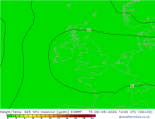 Yükseklik/Sıc. 925 hPa ECMWF Per 09.05.2024 12 UTC