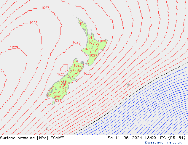 Surface pressure ECMWF Sa 11.05.2024 18 UTC