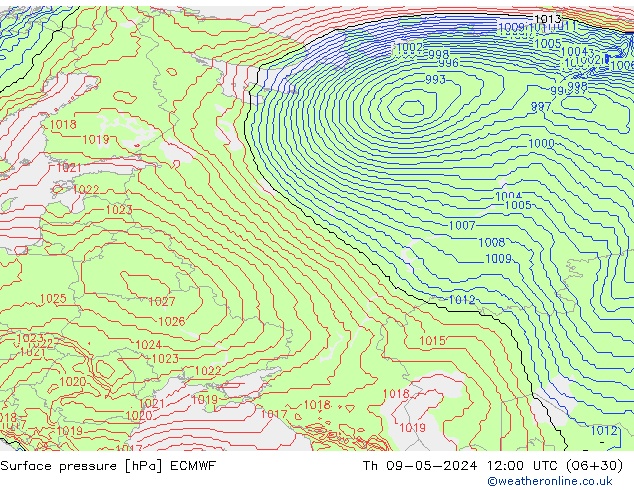 Surface pressure ECMWF Th 09.05.2024 12 UTC