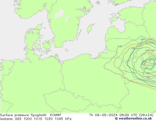 ciśnienie Spaghetti ECMWF czw. 09.05.2024 06 UTC