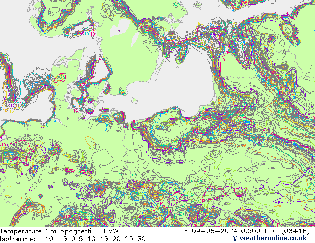 Temperatuurkaart Spaghetti ECMWF do 09.05.2024 00 UTC