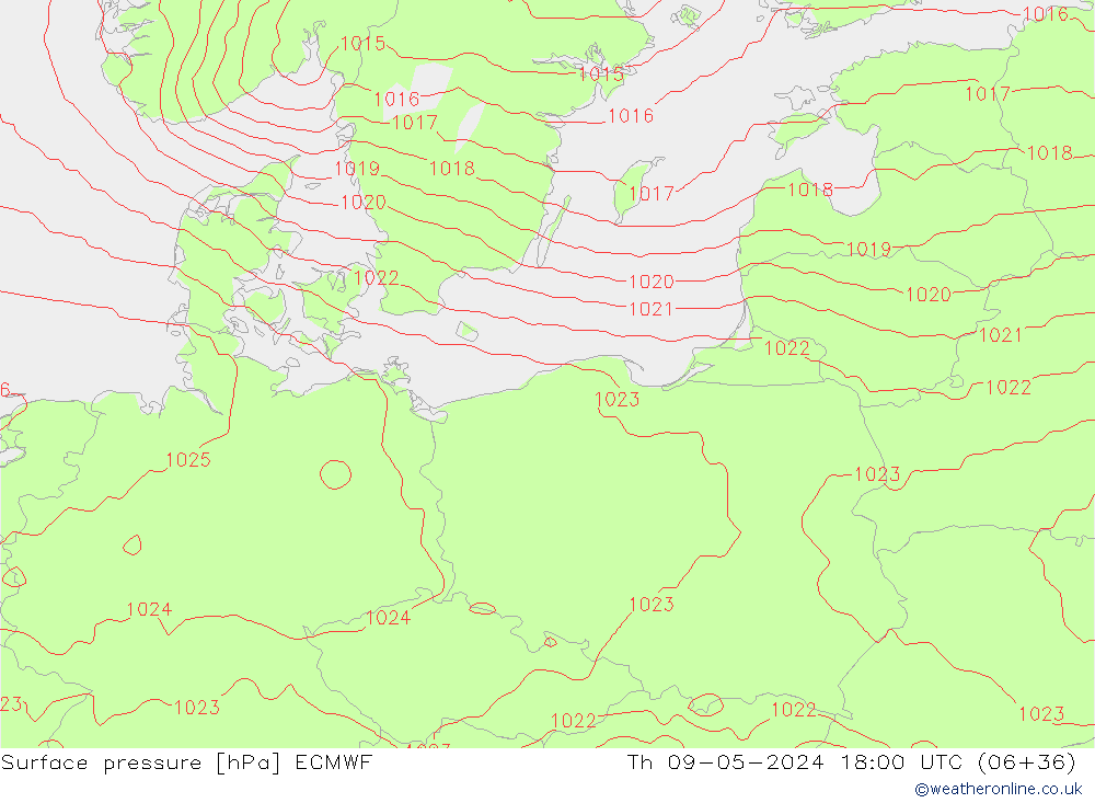 приземное давление ECMWF чт 09.05.2024 18 UTC