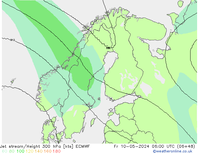 Jet stream/Height 300 hPa ECMWF Fr 10.05.2024 06 UTC