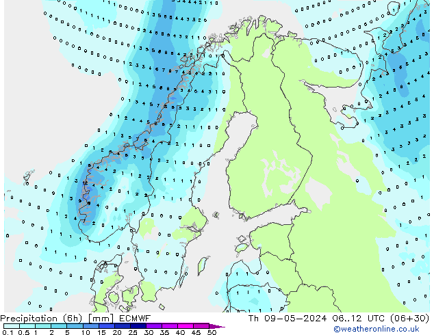 opad (6h) ECMWF czw. 09.05.2024 12 UTC