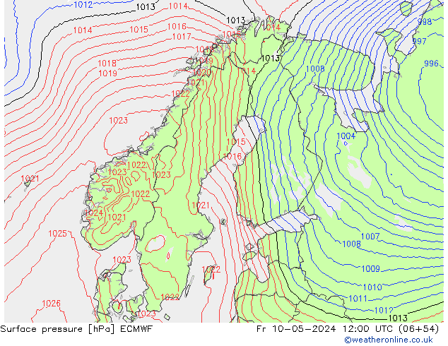 Surface pressure ECMWF Fr 10.05.2024 12 UTC