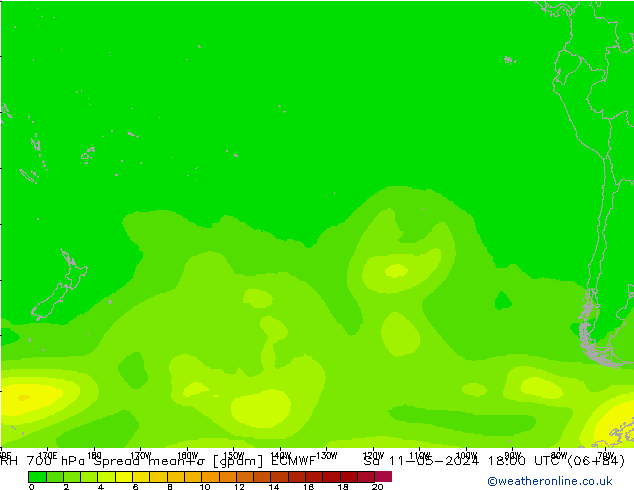 RH 700 hPa Spread ECMWF Sa 11.05.2024 18 UTC