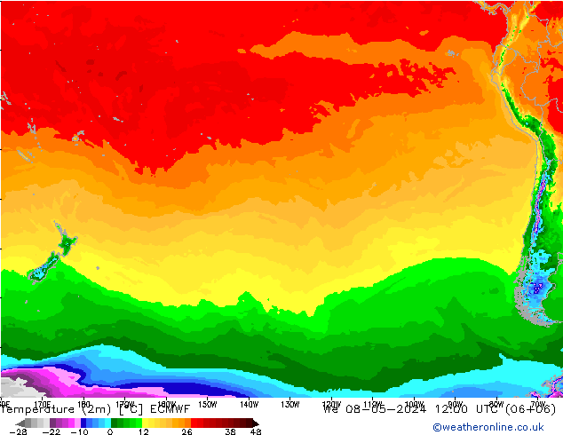 Temperatura (2m) ECMWF Qua 08.05.2024 12 UTC