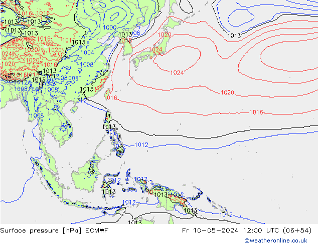 Surface pressure ECMWF Fr 10.05.2024 12 UTC