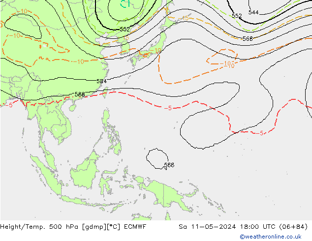 Géop./Temp. 500 hPa ECMWF sam 11.05.2024 18 UTC