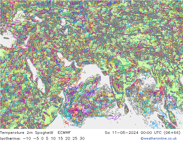 Temperature 2m Spaghetti ECMWF So 11.05.2024 00 UTC