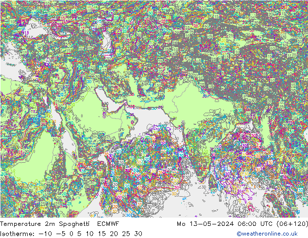 Temperature 2m Spaghetti ECMWF Po 13.05.2024 06 UTC