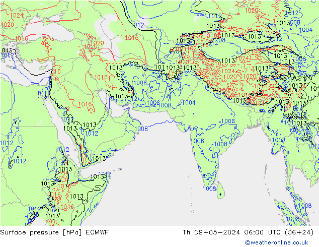 приземное давление ECMWF чт 09.05.2024 06 UTC