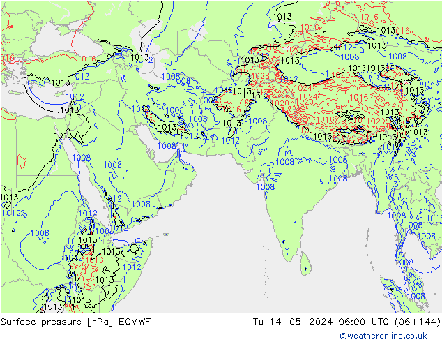 ciśnienie ECMWF wto. 14.05.2024 06 UTC