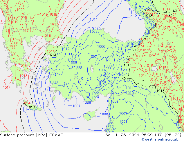 ciśnienie ECMWF so. 11.05.2024 06 UTC