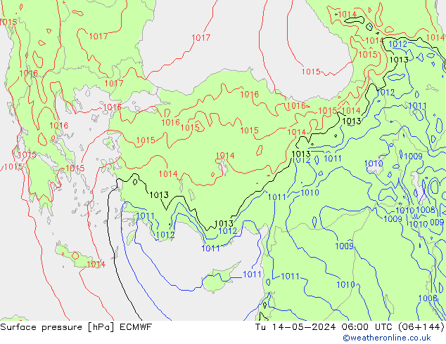 pressão do solo ECMWF Ter 14.05.2024 06 UTC