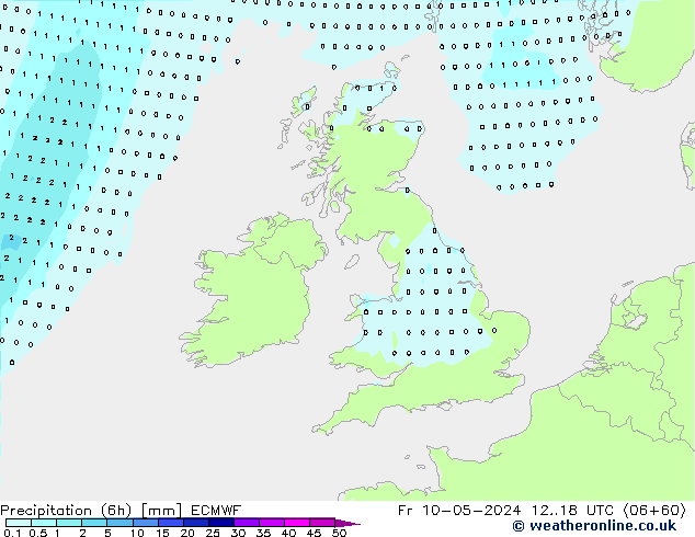 Yağış (6h) ECMWF Cu 10.05.2024 18 UTC