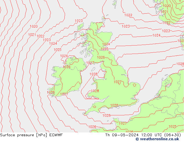 Surface pressure ECMWF Th 09.05.2024 12 UTC