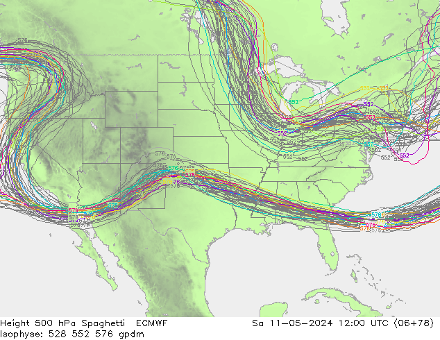 500 hPa Yüksekliği Spaghetti ECMWF Cts 11.05.2024 12 UTC