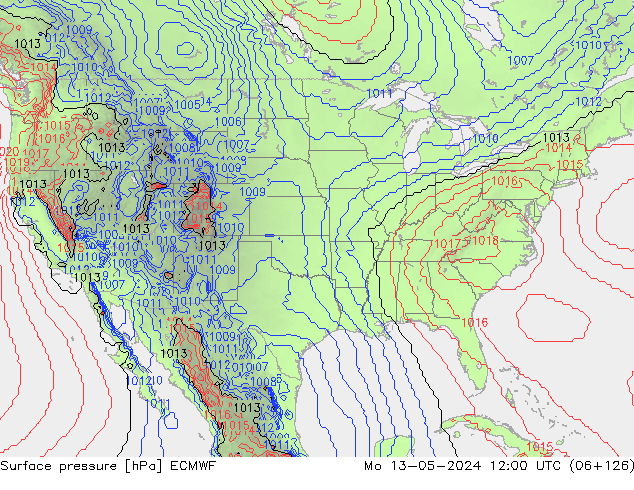 Surface pressure ECMWF Mo 13.05.2024 12 UTC