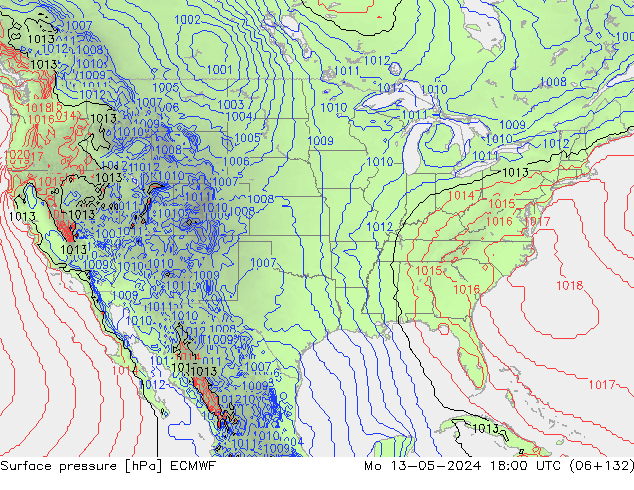 приземное давление ECMWF пн 13.05.2024 18 UTC